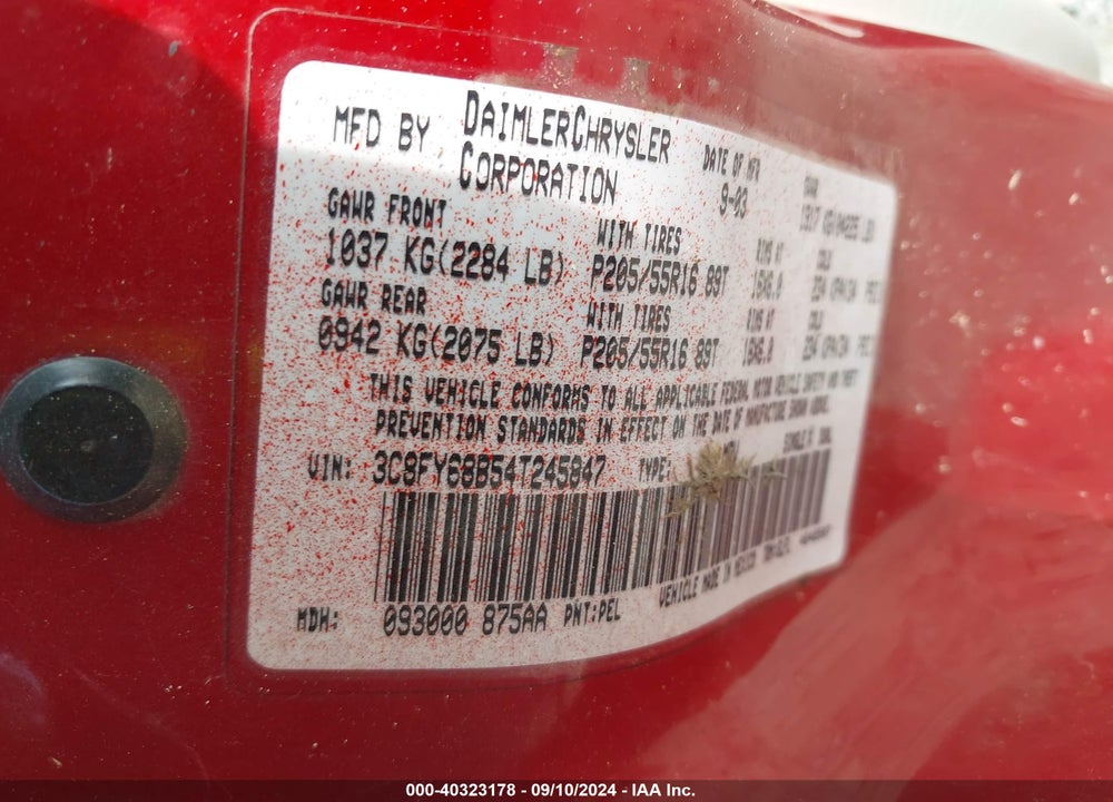 2004 CHRYSLER PT CRUISER LIMITED VIN: 3C8FY68B54T245847