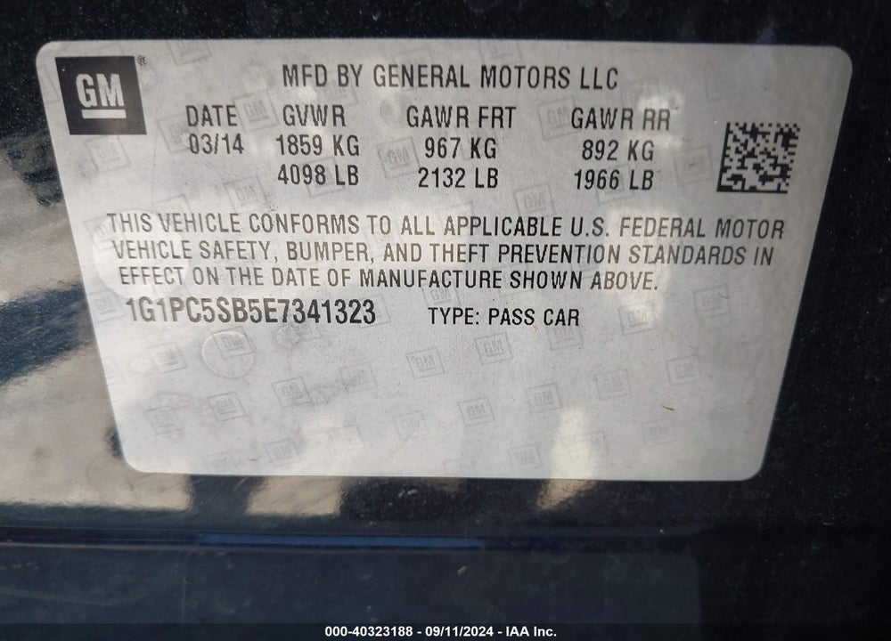 2014 CHEVROLET CRUZE 1LT AUTO VIN: 1G1PC5SB5E7341323
