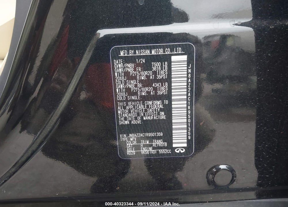 2024 INFINITI QX80 LUXE AWD VIN: JN8AZ2AC1R9501359