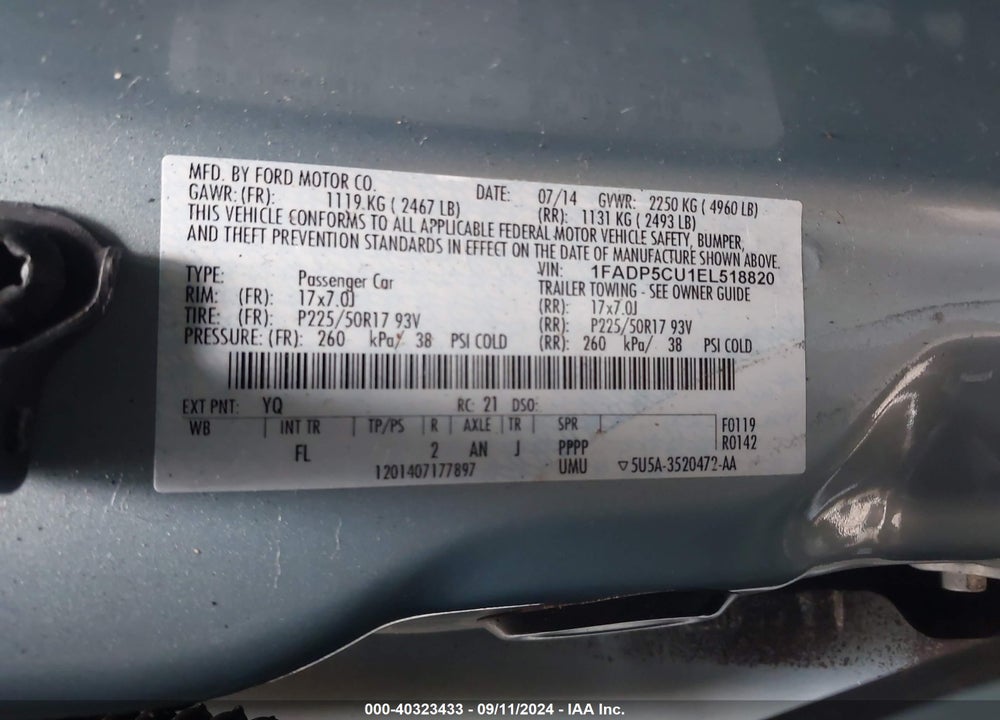 2014 FORD C-MAX ENERGI SEL VIN: 1FADP5CU1EL518820