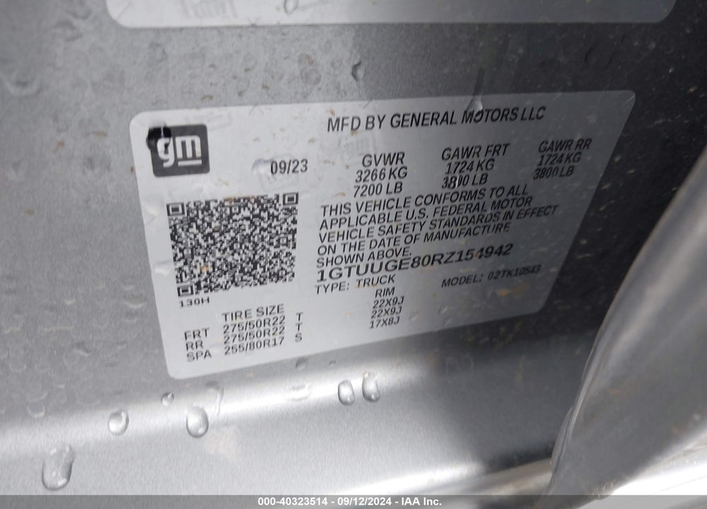 2024 GMC SIERRA 1500 4WD SHORT BOX DENALI VIN: 1GTUUGE80RZ154942