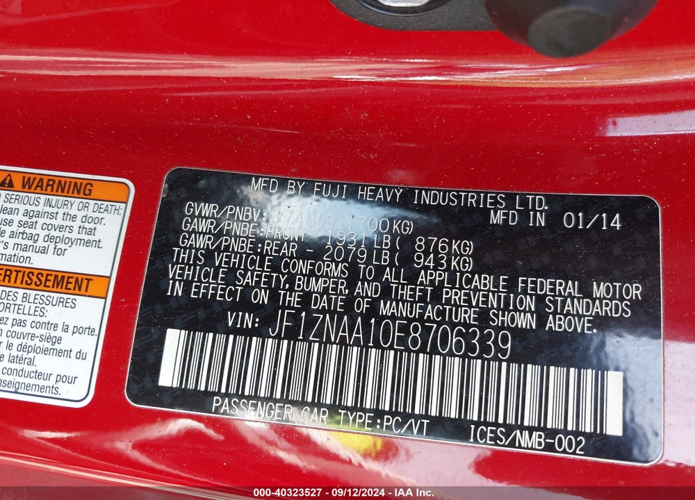 2014 SCION FR-S MONOGRAM VIN: JF1ZNAA10E8706339