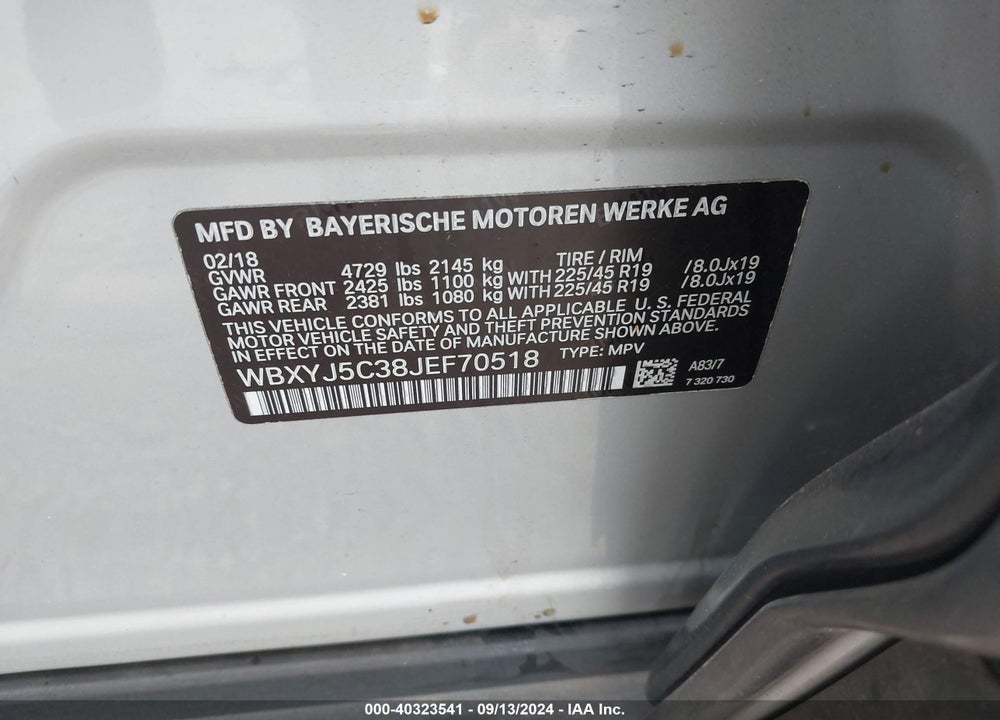 2018 BMW X2 XDRIVE28I VIN: WBXYJ5C38JEF70518