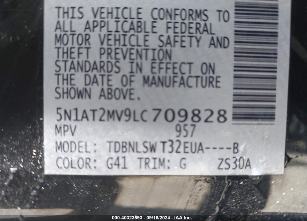2020 NISSAN ROGUE SL INTELLIGENT AWD VIN: 5N1AT2MV9LC709828
