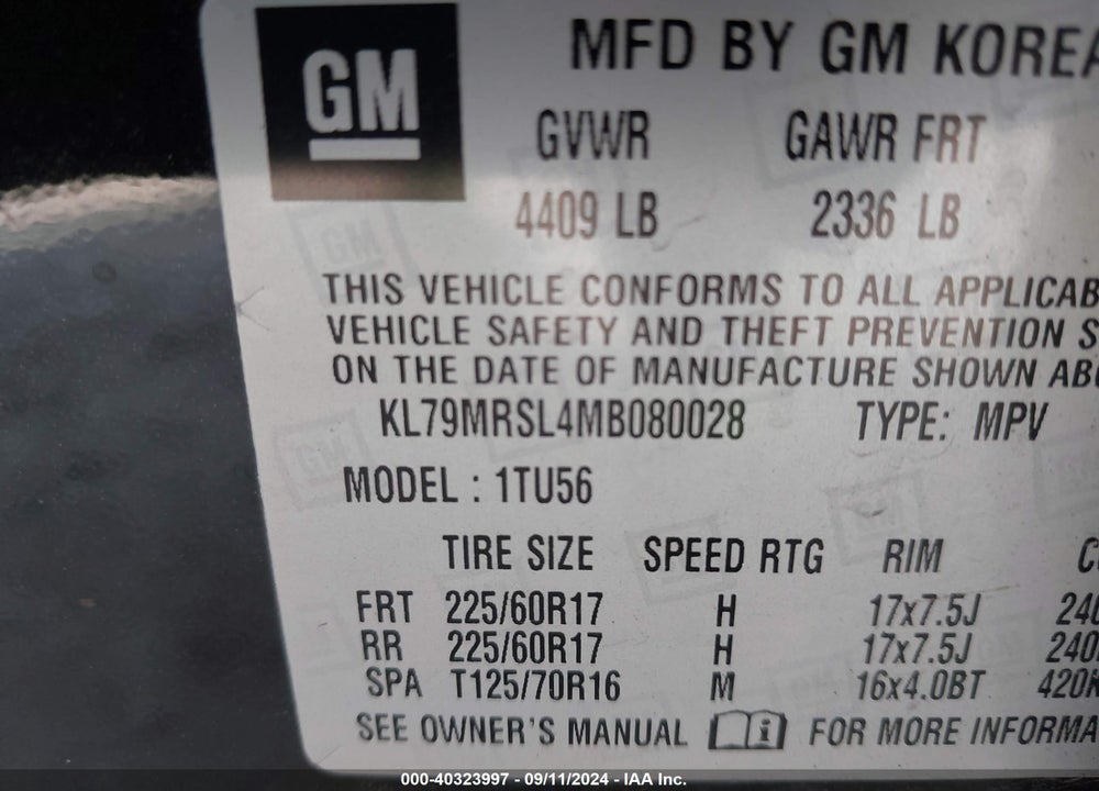 2021 CHEVROLET TRAILBLAZER AWD LT VIN: KL79MRSL4MB080028