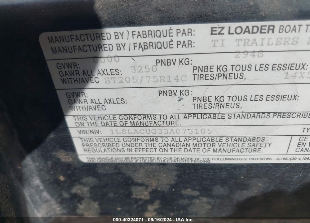 2003 EZ LOADER OTHER VIN: 1L8LACUG33A073105