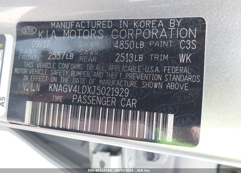 2018 KIA OPTIMA PLUG IN HYBRID EX VIN: KNAGV4LDXJ5021929