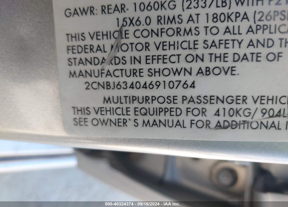 2004 CHEVROLET TRACKER LT VIN: 2CNBJ634046910764