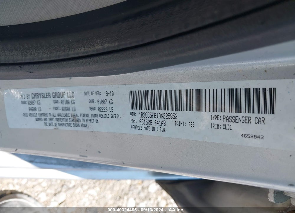 2010 DODGE AVENGER R/T VIN: 1B3CC5FB1AN225852
