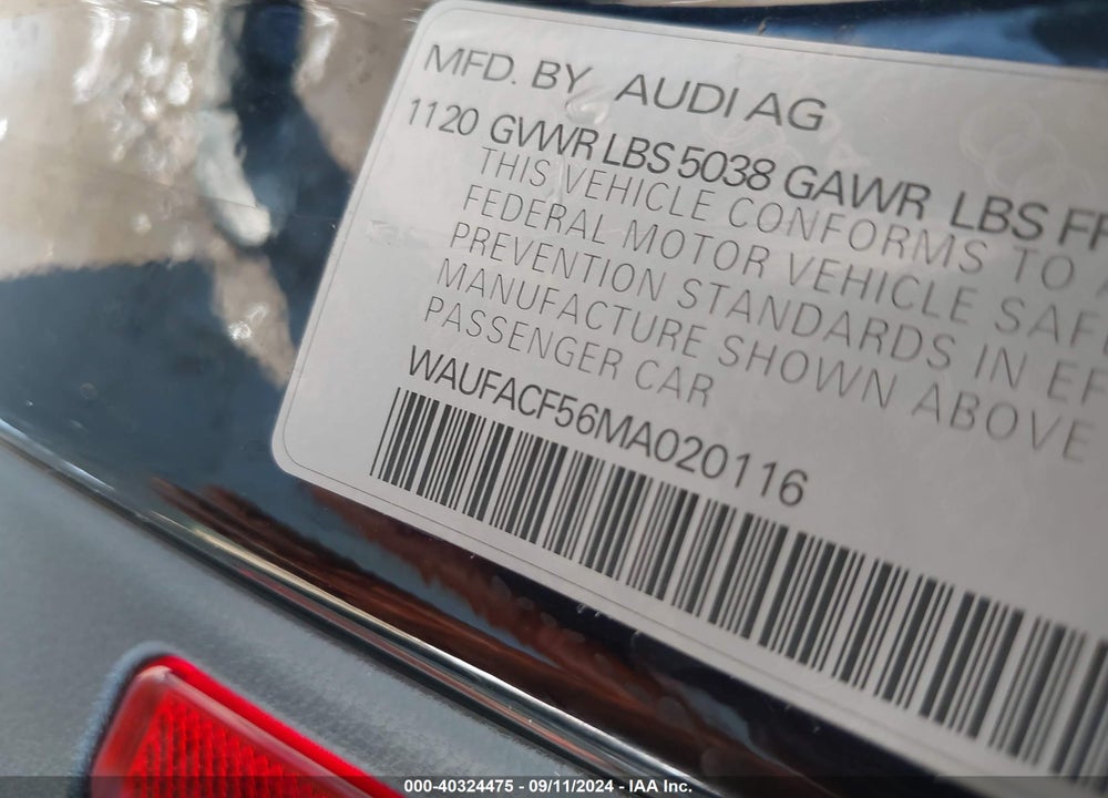 2021 AUDI A5 SPORTBACK PREMIUM PLUS 45 TFSI QUATTRO S TRONIC VIN: WAUFACF56MA020116