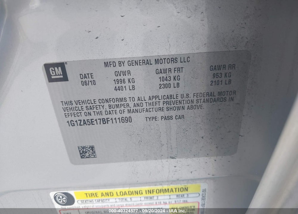 2011 CHEVROLET MALIBU LS VIN: 1G1ZA5E17BF111690