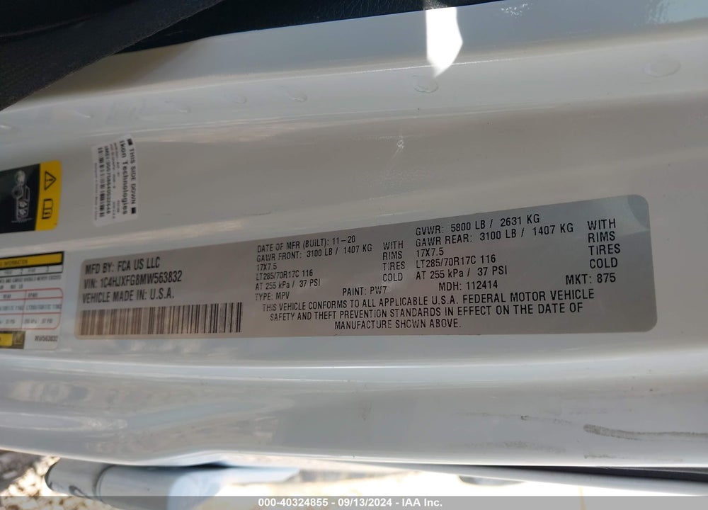 2021 JEEP WRANGLER UNLIMITED RUBICON 4X4 VIN: 1C4HJXFG8MW563832