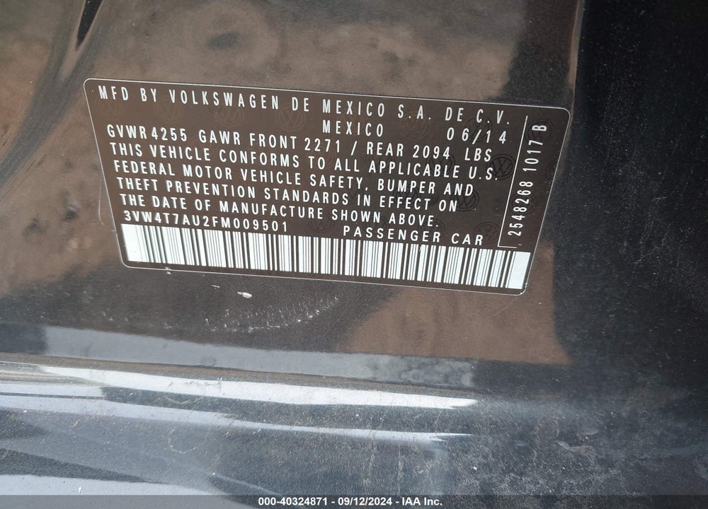 2015 VOLKSWAGEN GOLF GTI 2.0T SE 4-DOOR VIN: 3VW4T7AU2FM009501