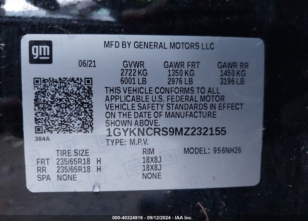 2021 CADILLAC XT5 FWD PREMIUM LUXURY VIN: 1GYKNCRS9MZ232155