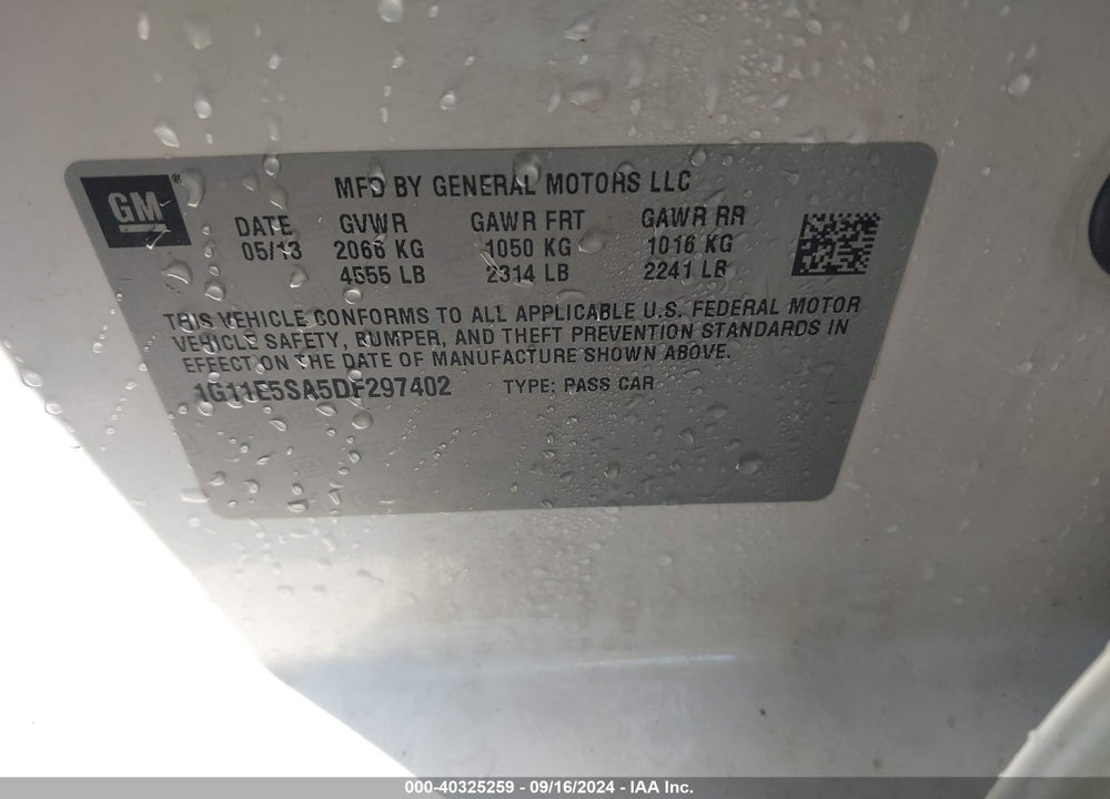 2013 CHEVROLET MALIBU 2LT VIN: 1G11E5SA5DF297402