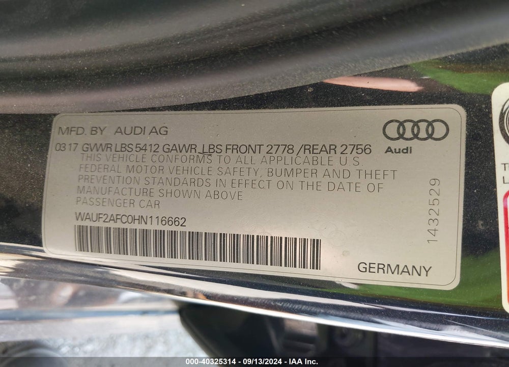 2017 AUDI A6 3.0T PREMIUM PLUS VIN: WAUF2AFC0HN116662