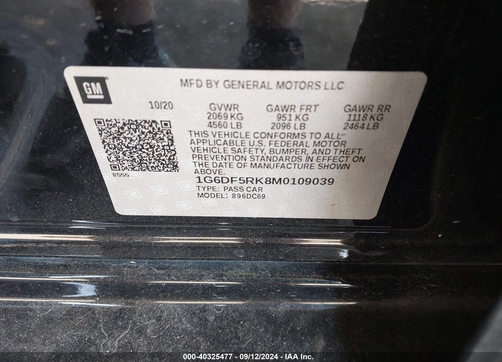 2021 CADILLAC CT4 PREMIUM LUXURY VIN: 1G6DF5RK8M0109039
