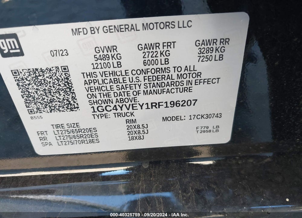 2024 CHEVROLET SILVERADO 3500HD HIGH COUNTRY VIN: 1GC4YVEY1RF196207