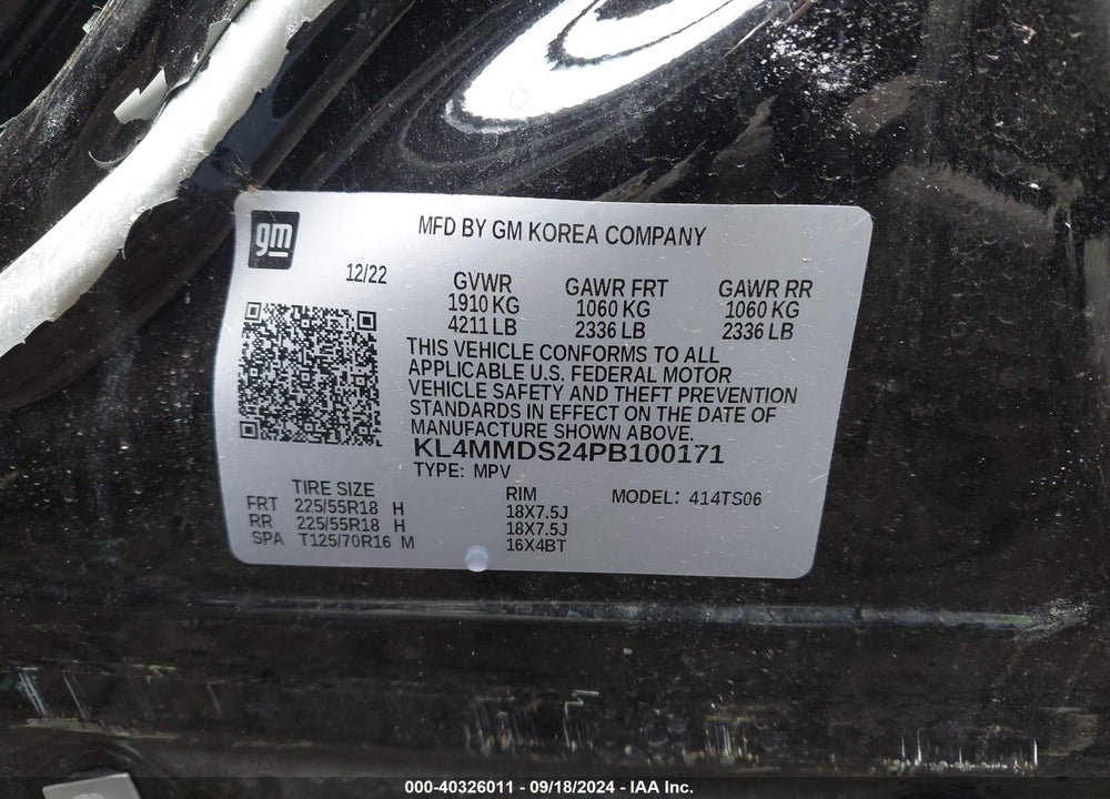 2023 BUICK ENCORE GX SELECT FWD VIN: KL4MMDS24PB100171