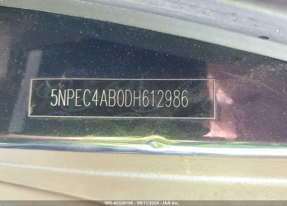 2013 HYUNDAI SONATA LIMITED 2.0T VIN: 5NPEC4AB0DH612986