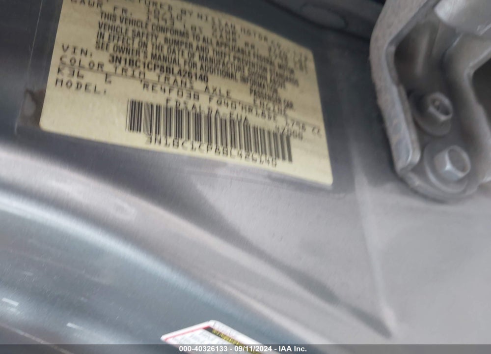 2011 NISSAN VERSA 1.8S VIN: 3N1BC1CP8BL426140