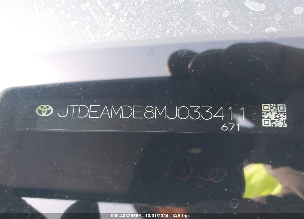 2021 TOYOTA COROLLA HYBRID LE VIN: JTDEAMDE8MJ033411