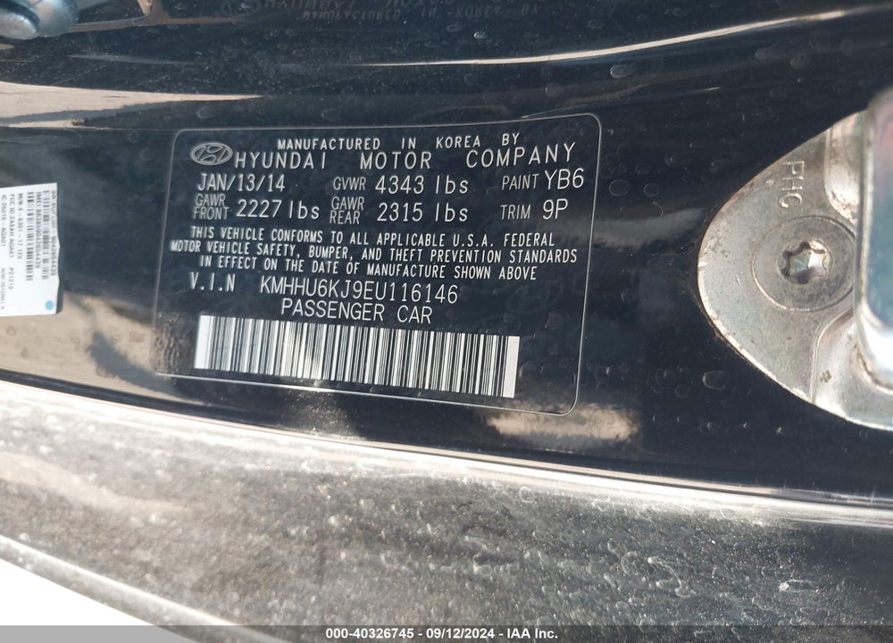 2014 HYUNDAI GENESIS 3.8 ULTIMATE VIN: KMHHU6KJ9EU116146