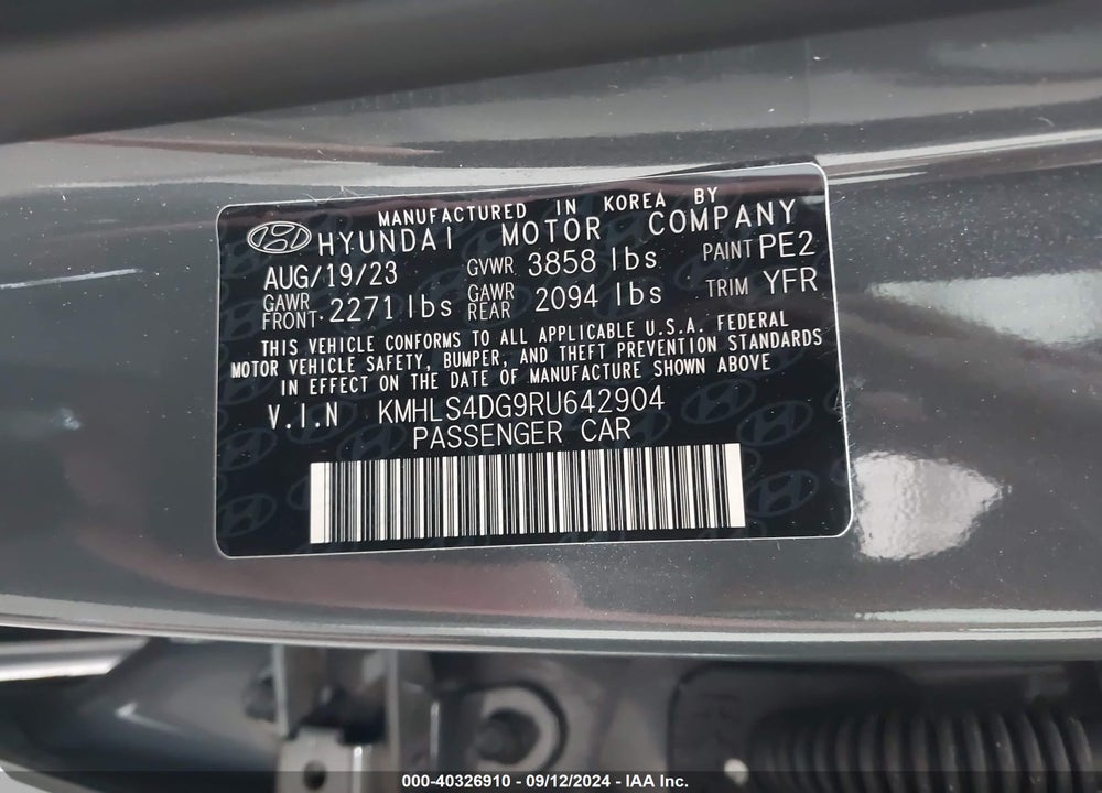 2024 HYUNDAI ELANTRA SEL VIN: KMHLS4DG9RU642904
