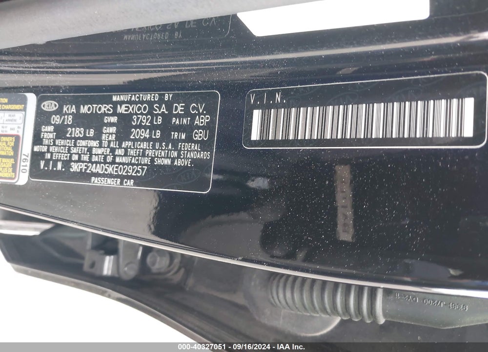 2019 KIA FORTE LXS VIN: 3KPF24AD5KE029257