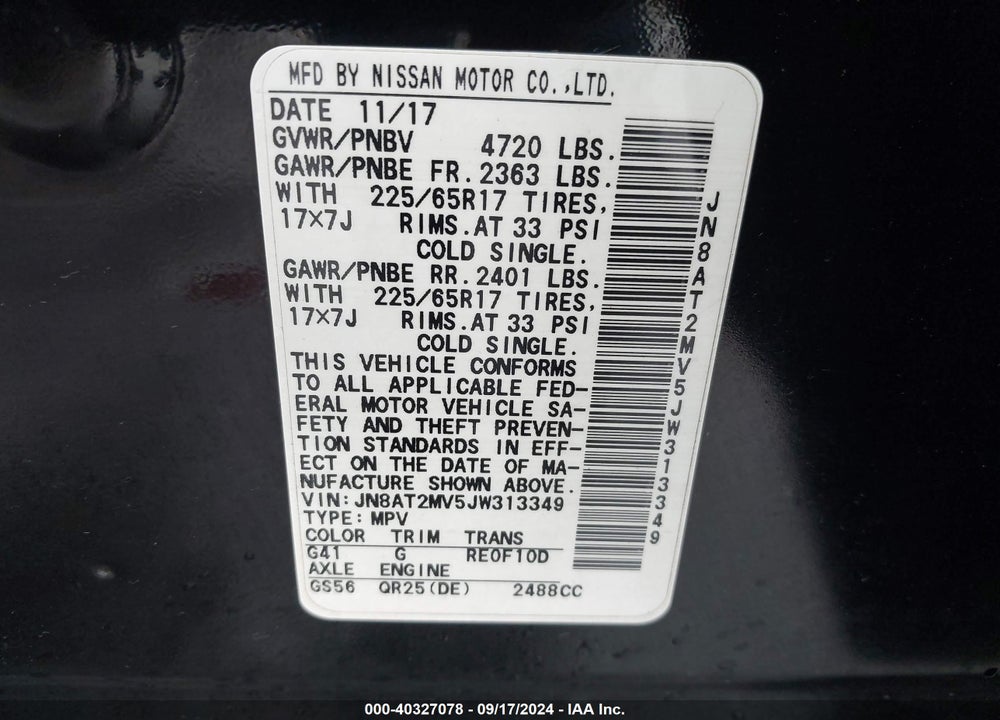 2018 NISSAN ROGUE S VIN: JN8AT2MV5JW313349