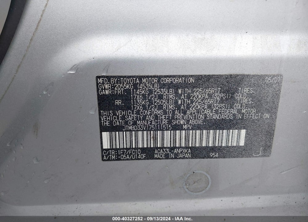 2007 TOYOTA RAV4 VIN: JTMBD33V175111515