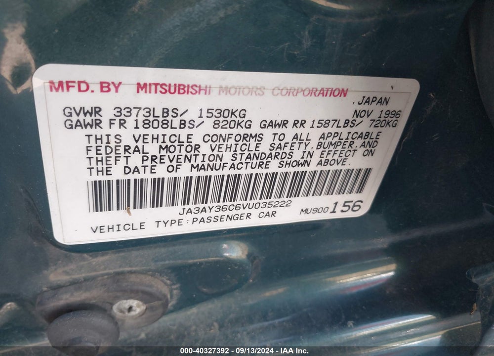 1997 MITSUBISHI MIRAGE LS VIN: JA3AY36C6VU035222