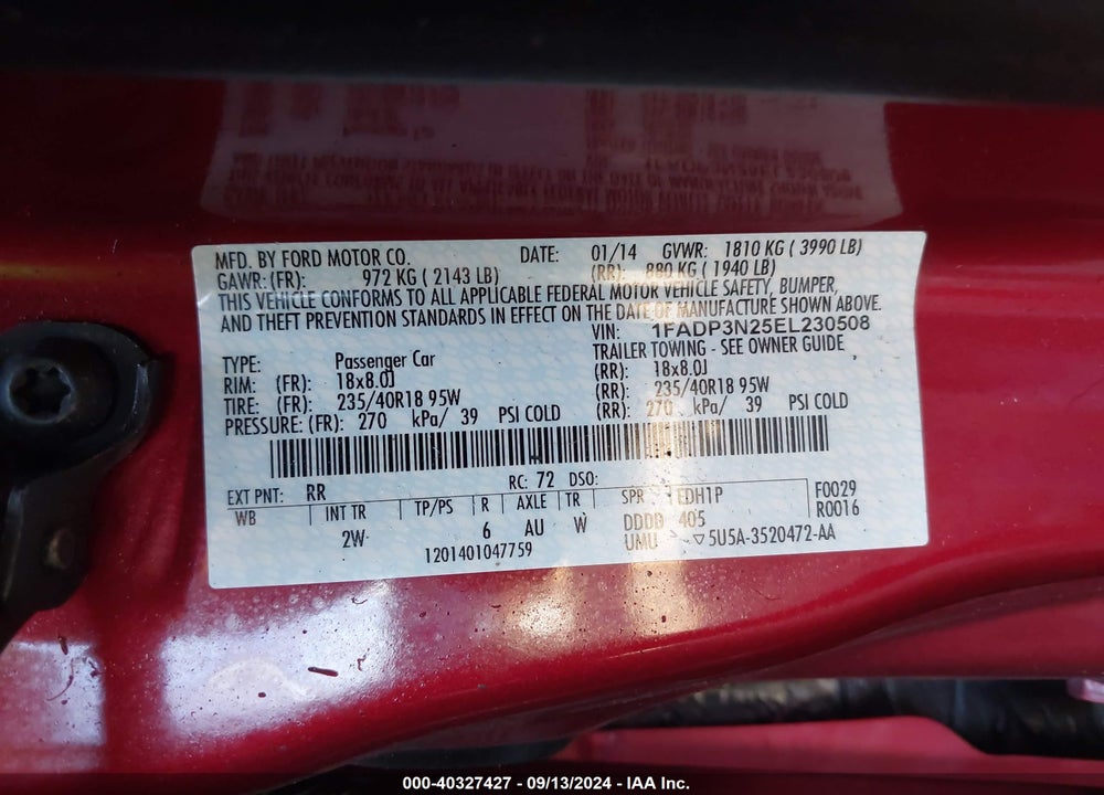 2014 FORD FOCUS TITANIUM VIN: 1FADP3N25EL230508