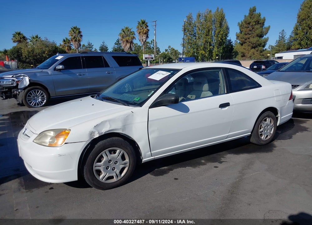 2001 HONDA CIVIC LX VIN: 1HGEM22531L109780