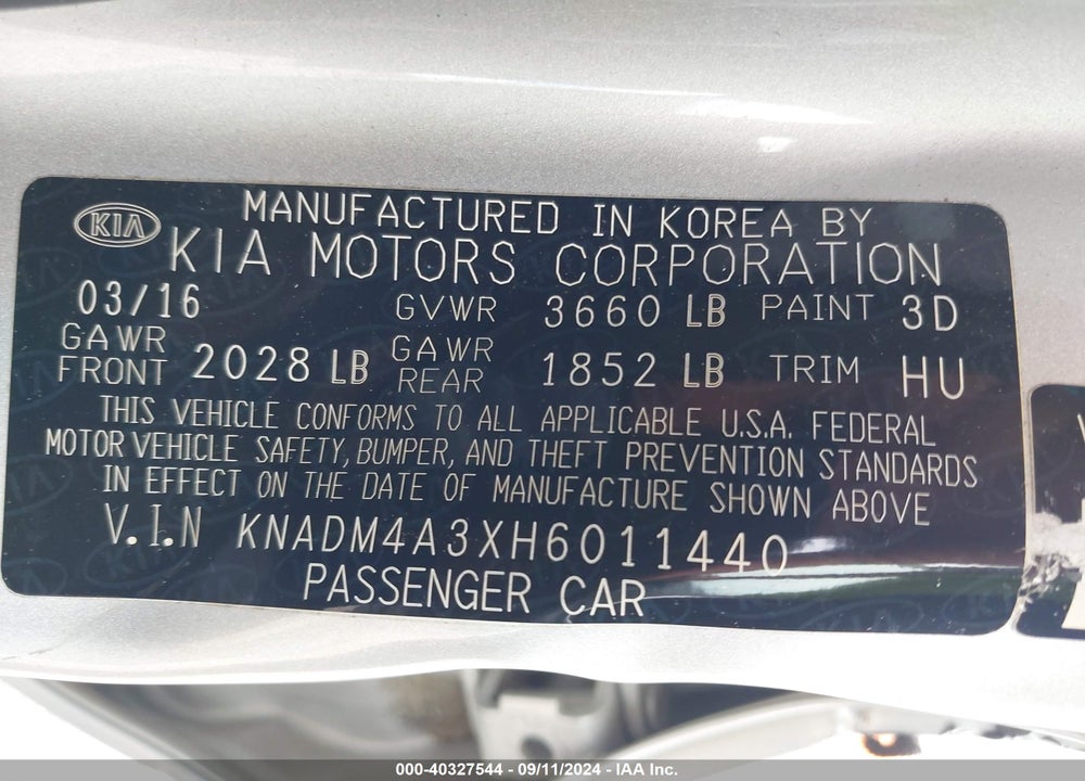 2017 KIA RIO LX VIN: KNADM4A3XH6011440
