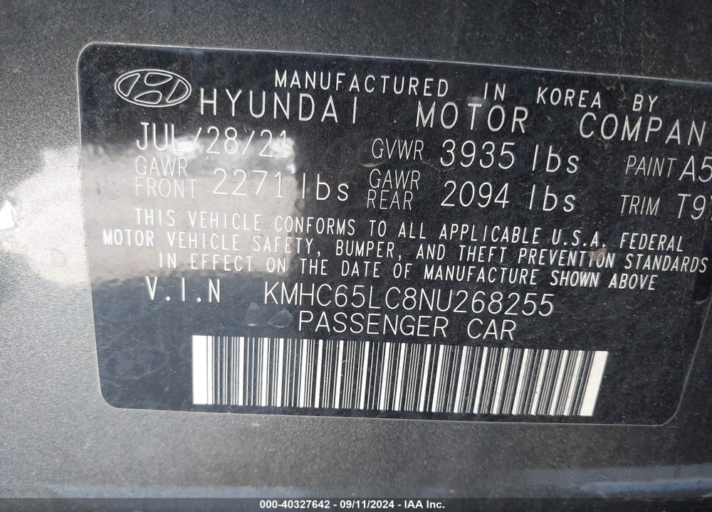 2022 HYUNDAI IONIQ HYBRID BLUE VIN: KMHC65LC8NU268255