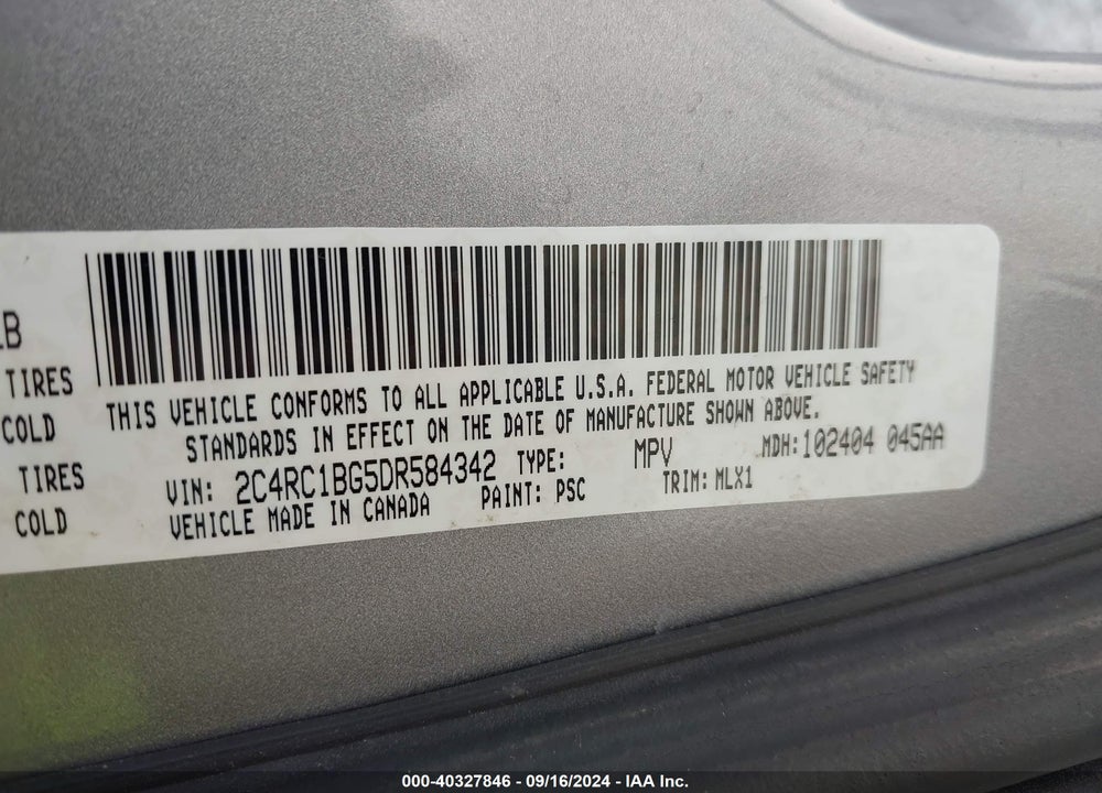 2013 CHRYSLER TOWN & COUNTRY TOURING VIN: 2C4RC1BG5DR584342