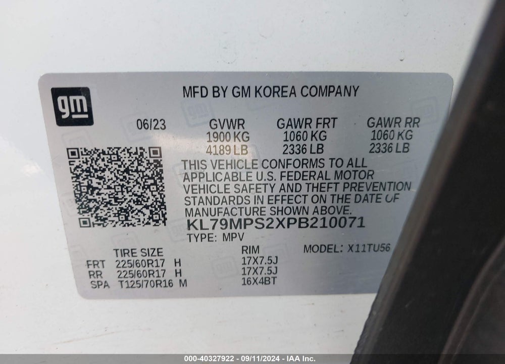 2023 CHEVROLET TRAILBLAZER FWD LT VIN: KL79MPS2XPB210071