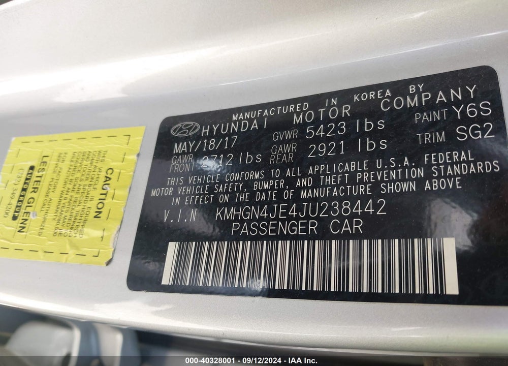 2018 GENESIS G80 3.8 VIN: KMHGN4JE4JU238442