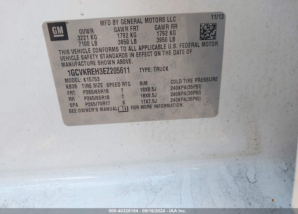 2014 CHEVROLET SILVERADO 1500 1LT VIN: 1GCVKREH3EZ205611