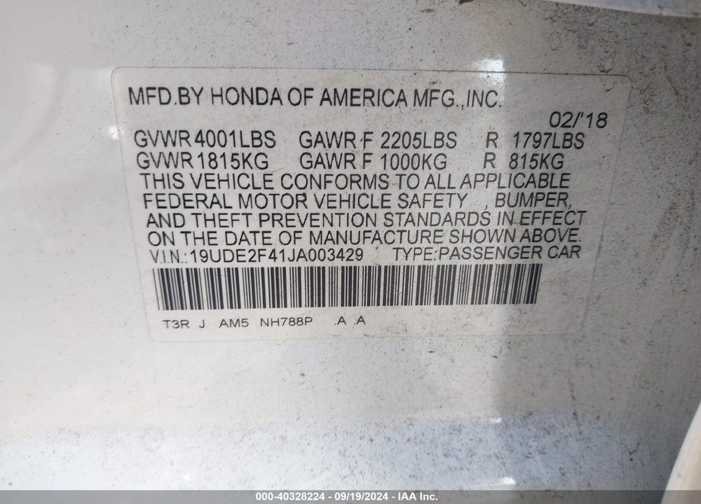 2018 ACURA ILX SPECIAL EDITION VIN: 19UDE2F41JA003429