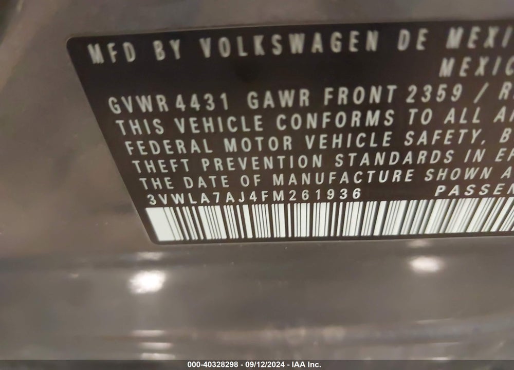 2015 VOLKSWAGEN JETTA 2.0L TDI S VIN: 3VWLA7AJ4FM261936