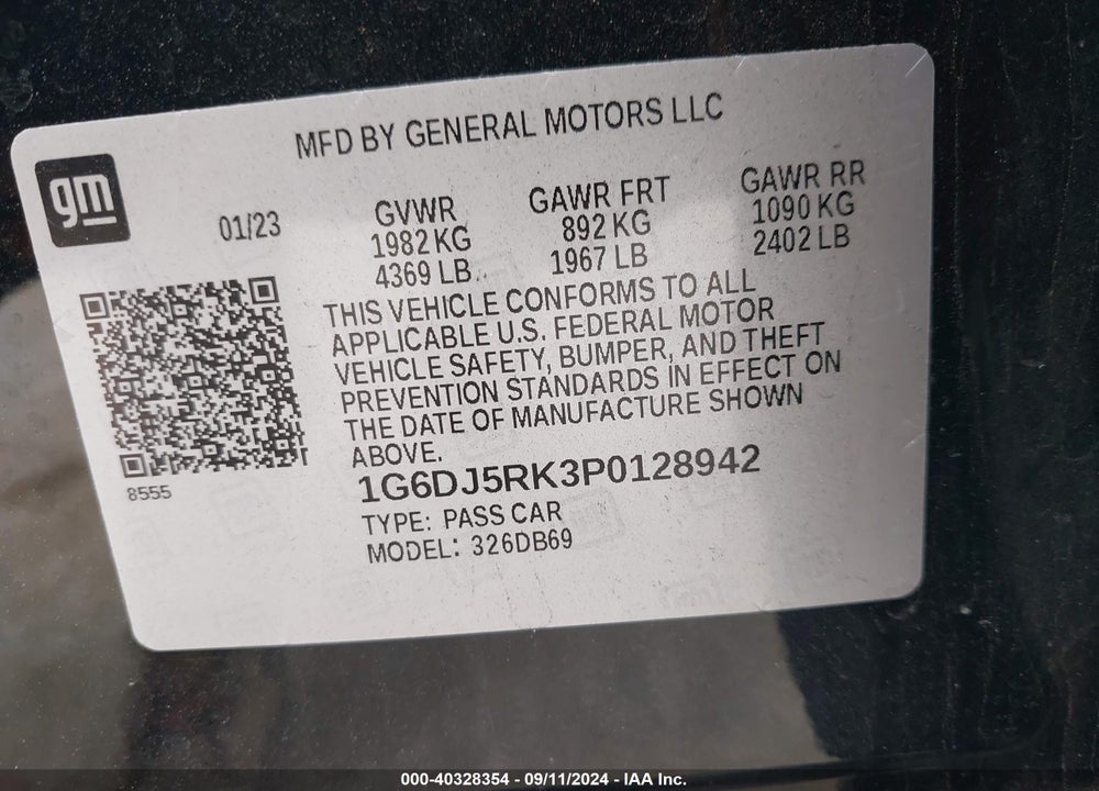 2023 CADILLAC CT4 LUXURY VIN: 1G6DJ5RK3P0128942