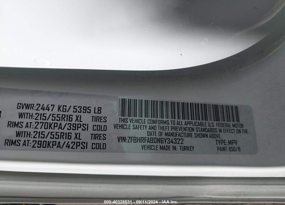 2022 RAM PROMASTER CITY CARGO VAN VIN: ZFBHRFAB0N6Y34322