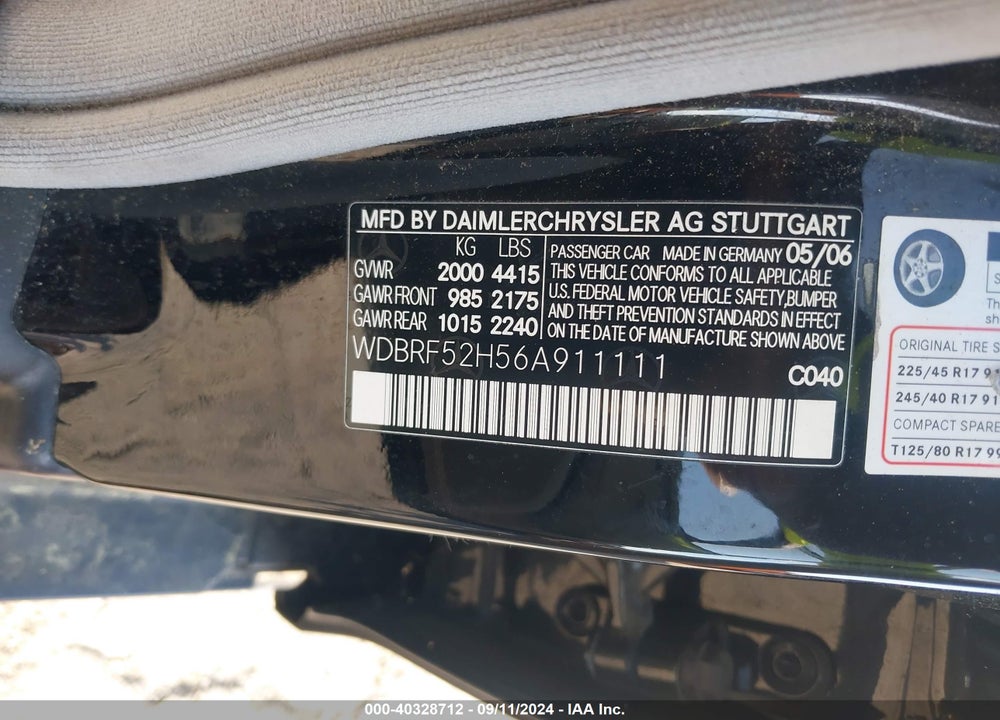 2006 MERCEDES-BENZ C 230 SPORT VIN: WDBRF52H56A911111