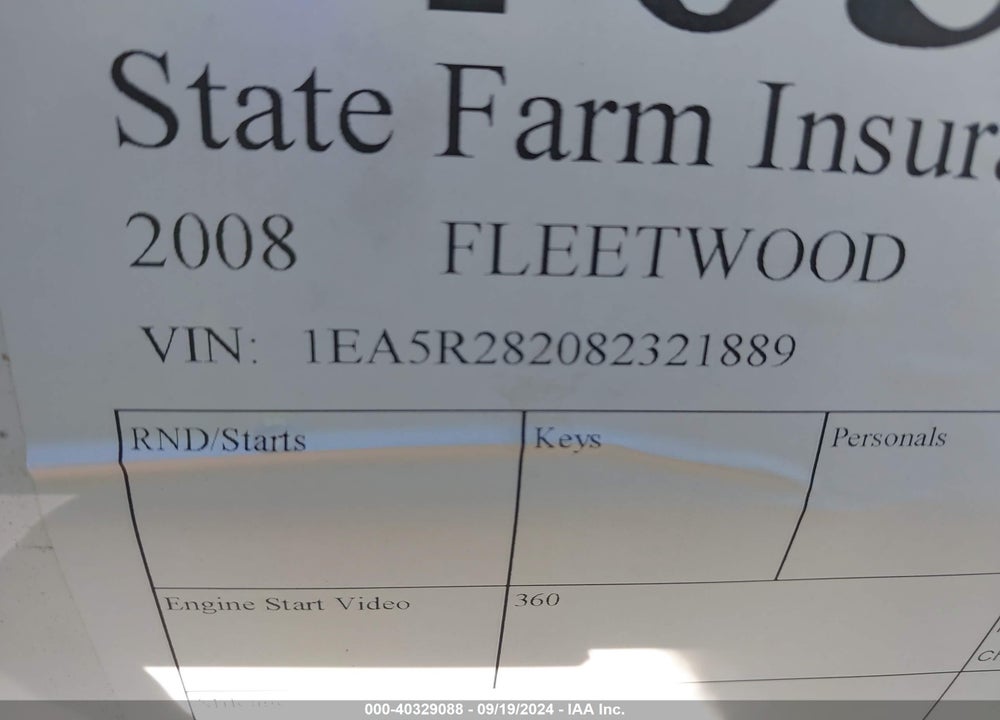2008 FLEETWOOD TERRY VIN: 1EA5R282082321889