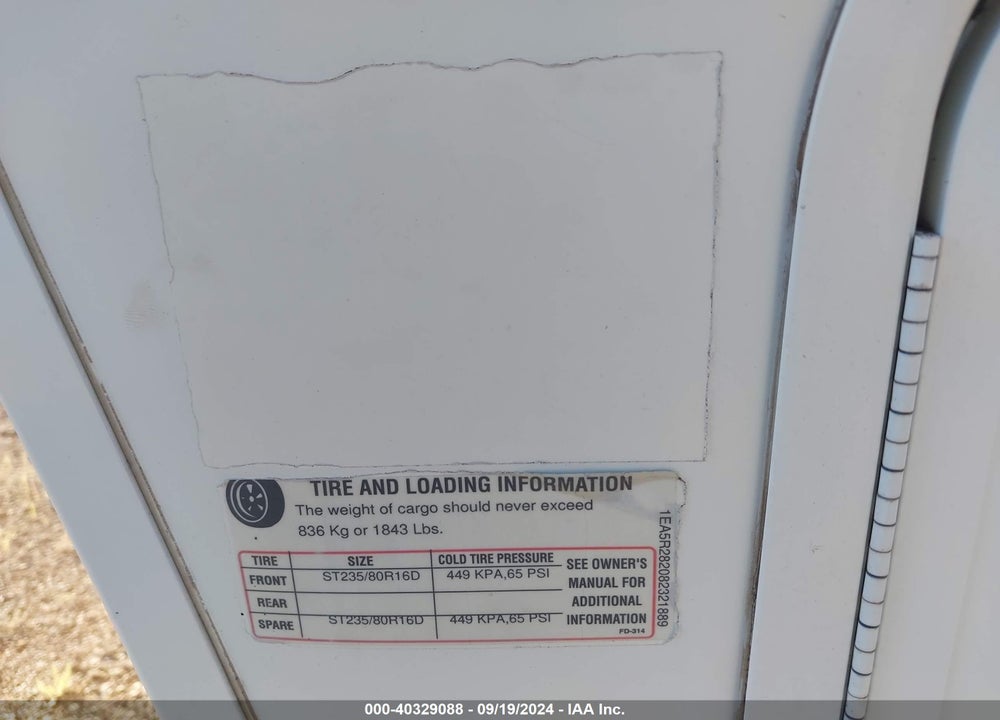 2008 FLEETWOOD TERRY VIN: 1EA5R282082321889
