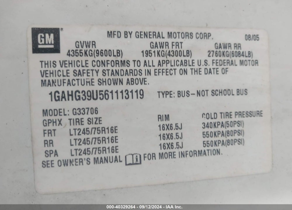 2006 CHEVROLET EXPRESS LS VIN: 1GAHG39U561113119