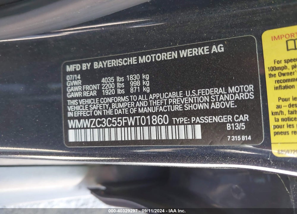 2015 MINI COUNTRYMAN COOPER S VIN: WMWZC3C55FWT01860