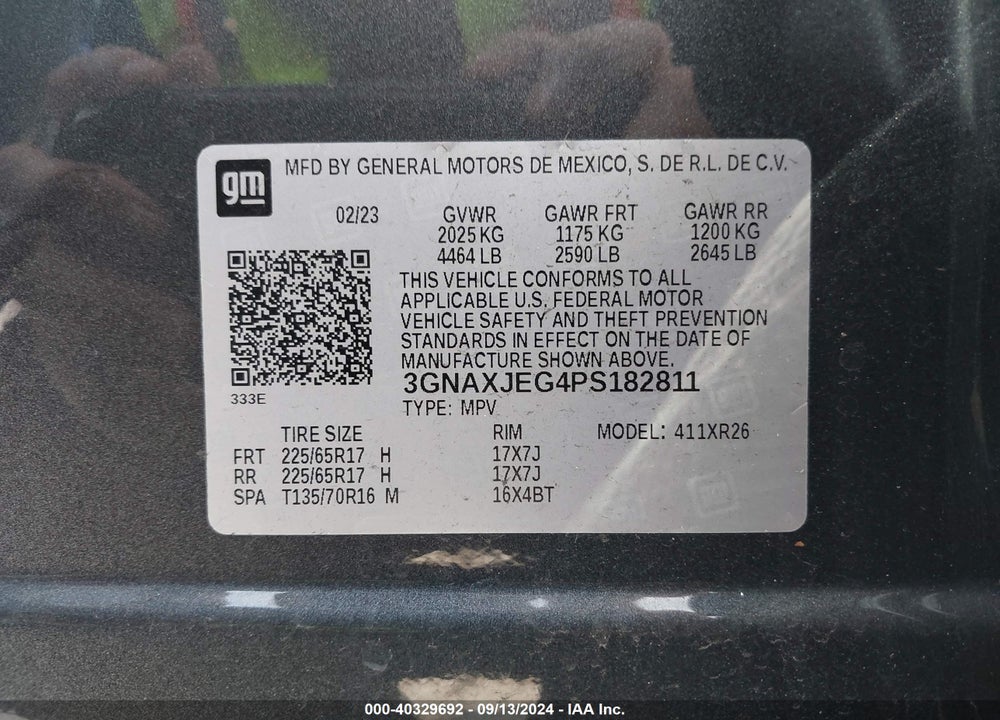 2023 CHEVROLET EQUINOX FWD 2FL VIN: 3GNAXJEG4PS182811